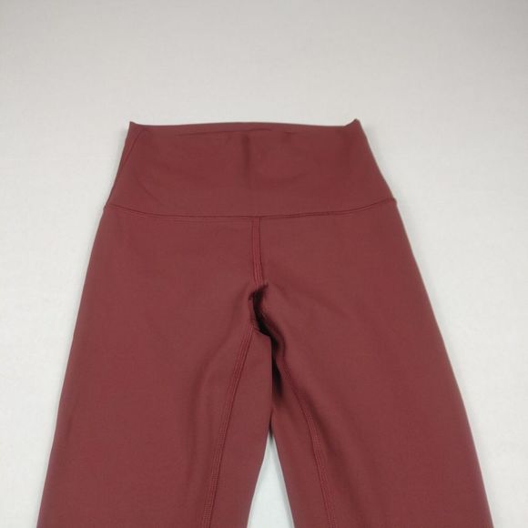 Lululemon Womens Wunder High Rise Cropped Leggings Dark Red Stretchy Size 4 - Picture 3 of 12